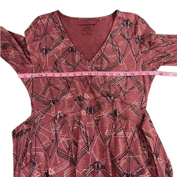 Toad & Co Cue Wrap Cafe Dress Short Sleeve Brown Size Large Travel Effortless - Picture 5 of 9